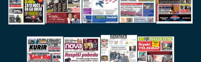 NASLOVNE STRANE SUTRAŠNJIH NOVINA: Prelistavanje štampe za ponedeljak, 29. decembar 2025. godine