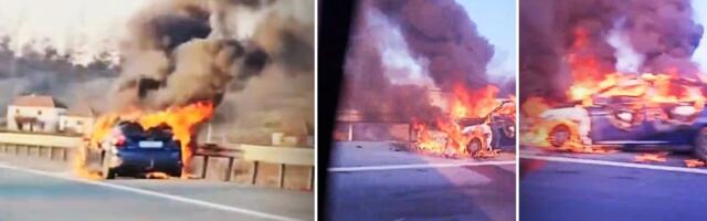 Zapalio se automobil, vatra i dim kuljaju na sve strane: Drama na Milošu Velikom (VIDEO)