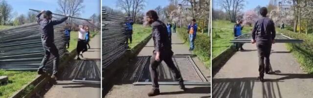 Savski nasip: Građani odnose zaštitnu ogradu - policija brani (VIDEO)