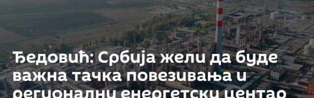 Ђедовић: Србија жели да буде важна тачка повезивања и регионални енергетски центар
