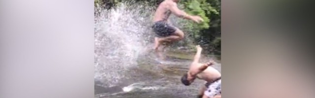 LUDILO Surfuju niz vodopad odnosno niz stene! (VIDEO)