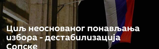 Циљ неоснованог понављања избора  - дестабилизација Српске