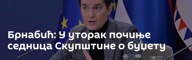 Брнабић: У уторак почиње седница Скупштине о буџету