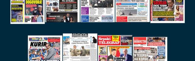 NASLOVNE STRANE SUTRAŠNJIH NOVINA: Prelistavanje štampe za četvrtak, 7. maj 2026. godine