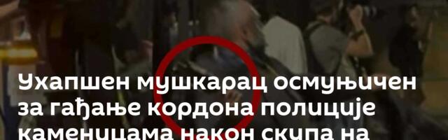 Ухапшен мушкарац осмуњичен за гађање кордона полиције каменицама након скупа на Славији