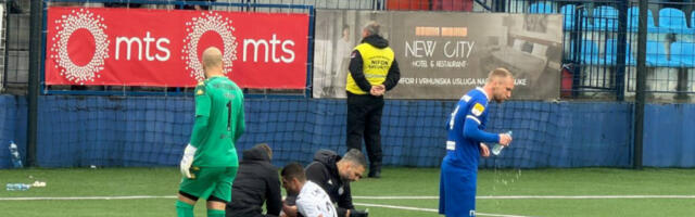 GROBARI U STRAHU: Stefan Mitrović ostao da leži na zemlji! (FOTO)