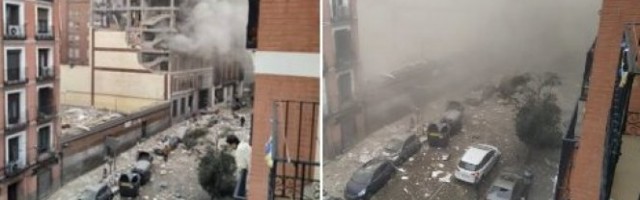 NAJMANJE 3 OSOBE POGINULE U EKSPLOZIJI U MADRIDU! Stravične scene, zgrada u plamenu, šut PREKRIO ulicu i automobile! /VIDEO/