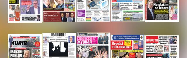 NASLOVNE STRANE SUTRAŠNJIH NOVINA: Prelistavanje štampe za ponedeljak, 15. jun 2026. godine