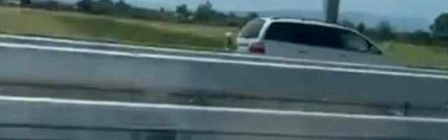Beli auto juri u kontrasmeru na auto-putu kod Niša (VIDEO)