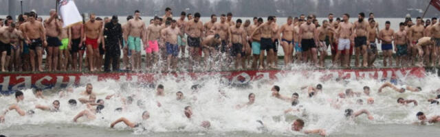 STUDENTKINJA MAŠA PRVA DOPLIVALA DO ČASNOG KRSTA U ZEMUNU: Vera jača od ledenog Dunava (VIDEO)