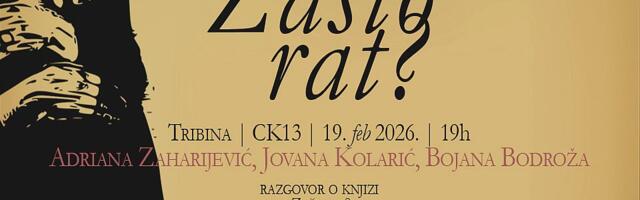 Tribina i razgovor o knjizi "Zašto rat?" u četvrtak u CK13