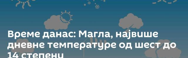 Време данас: Магла, највише дневне температуре од шест до 14 степени