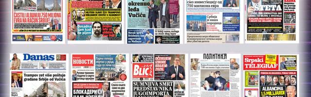 NASLOVNE STRANE SUTRAŠNJIH NOVINA: Prelistavanje štampe za sredu, 17. decembar 2025. godine