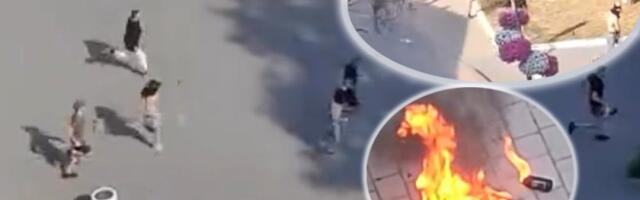 Huligani prave haos centru Bačke Palanke: Trče maskirani sa palicama i bacaju Molotovljeve koktele (VIDEO)