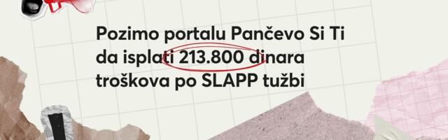 Pomozimo da Pančevo Si Ti plati troškove po SLAPP tužbama