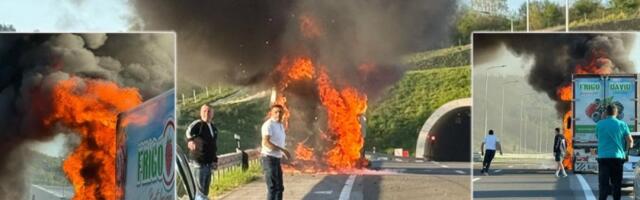 Buktinja progutala kamion: Jeziv požar na autoputu Miloš Veliki (FOTO/VIDEO)