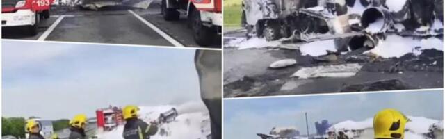 Ovo je ostalo od UGLJENISANOG KAMIONA: Buktinja progutala teretnjak, svi krenuli kontrasmerom - UŽAS KOD ŠIMANOVCA!