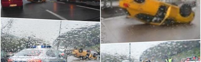 JEZIVA SCENA KOD BUBANJ POTOKA Automobil prevrnut na krov - Policija na licu mesta (video/foto)