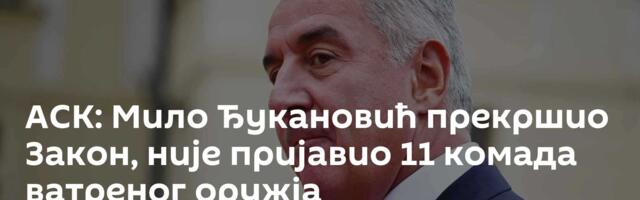 АСК: Мило Ђукановић прекршио Закон, није пријавио 11 комада ватреног оружја