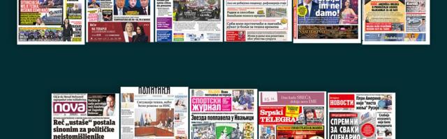 NASLOVNE STRANE SUTRAŠNJIH NOVINA: Prelistavanje štampe za ponedeljak, 24. novembar 2025. godine
