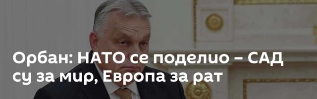 Орбан: НАТО се поделио – САД су за мир, Европа за рат