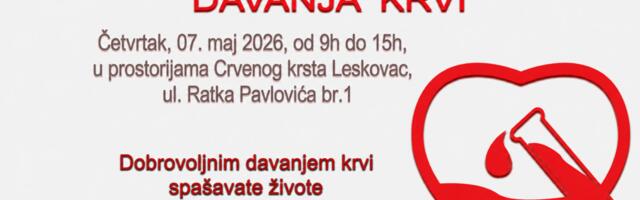 Prva majska akcija dobrovoljnog davanja krvi u Leskovcu 7. maja