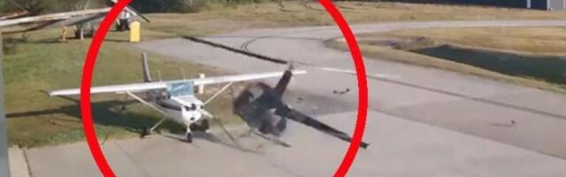 UŽAS NA AERODROMU! Helikopter se zakucao u avion, NADZORNA KAMERA SNIMILA CEO INCIDENT (VIDEO)