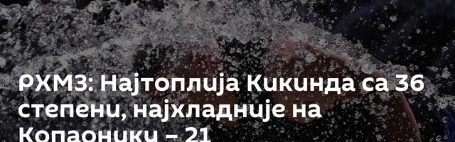 РХМЗ: Најтоплија Кикинда са 36 степени, најхладније на Копаонику – 21