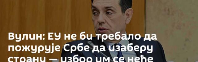 Вулин: ЕУ не би требало да пожурује Србе да изаберу страну — избор им се неће допасти