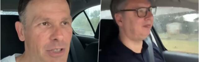 "POPLAVA SA NEBA, KARAKONDŽULE PADAJU" Vučić za volanom, Siniša Mali do njega: Obilazak Ekspa u nemogućim uslovima (VIDEO)