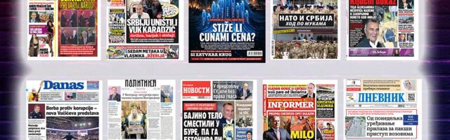 NASLOVNE STRANE SUTRAŠNJIH NOVINA: Prelistavanje štampe za petak, 22. maj 2026. godine