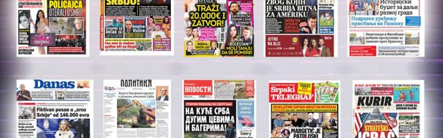 NASLOVNE STRANE SUTRAŠNJIH NOVINA: Prelistavanje štampe za sredu, 22. jul 2026. godine