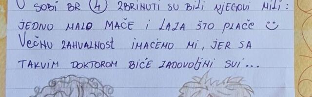 Kako su operisani mališani sa niške ORL klinike napisali pismo puno ljubavi i zahvalnosti svom doktoru…