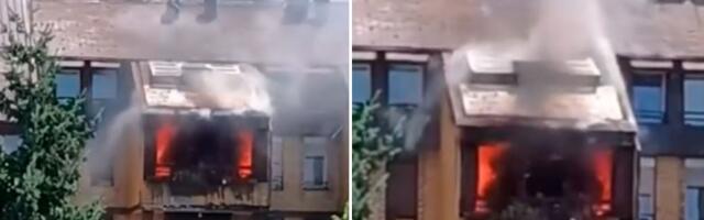 Požar u Cerak Vinogradima: U plamenu stan na 6. spratu (VIDEO)
