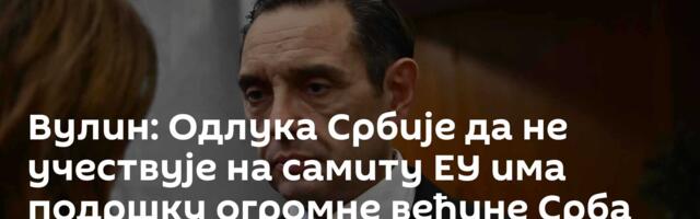 Вулин: Одлука Србије да не учествује на самиту ЕУ има подршку огромне већине Срба