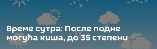 Време сутра: После подне могућа киша, до 35 степени