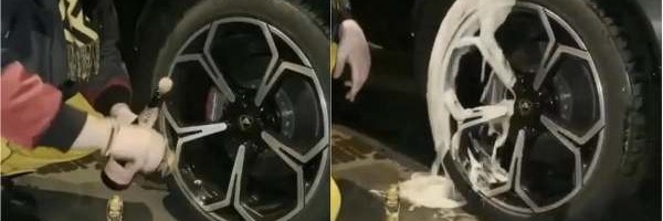Bogati klinac oprao felne Lamborghinija pomoću skupocenog šampanjca