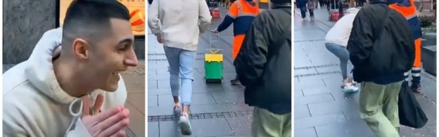 SKANDAL Mladić maltretirao radnika gradske čistoće (VIDEO)