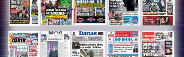 NASLOVNE STRANE SUTRAŠNJIH NOVINA: Prelistavanje štampe za sredu, 14. januar 2026. godine