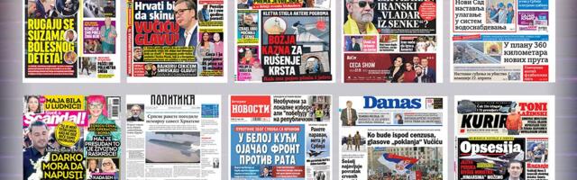 NASLOVNE STRANE SUTRAŠNJIH NOVINA: Prelistavanje štampe za sredu, 18. mart 2026. godine