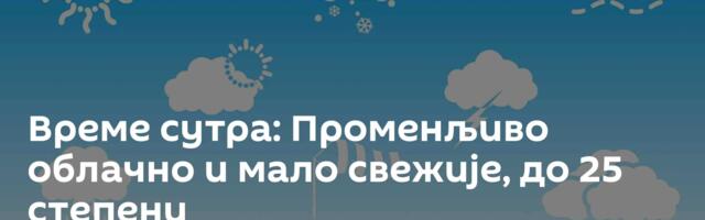 Време сутра: Променљиво облачно и мало свежије, до 25 степени
