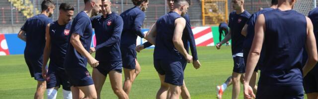 Why Serbia's football team could not train at the stadium where they will play against Denmark?