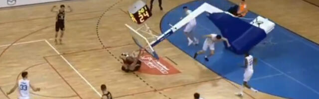 Horor u Hrvatskoj, ovo je moglo nekog da ubije! Konstrukcija koša pala na Amerikanca (VIDEO)