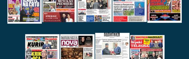 NASLOVNE STRANE SUTRAŠNJIH NOVINA: Prelistavanje štampe za utorak, 10. februar 2026. godine