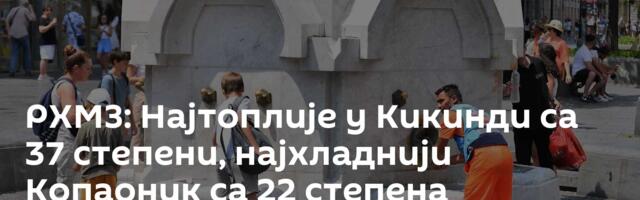 РХМЗ: Најтоплије у Кикинди са 37 степени, најхладнији Копаоник са 22 степена