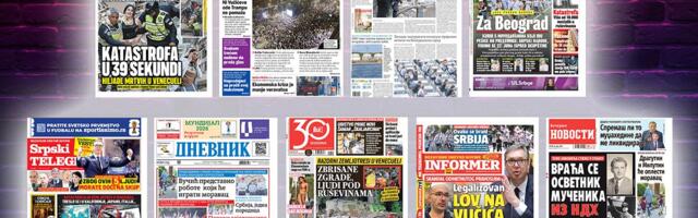 NASLOVNE STRANE SUTRAŠNJIH NOVINA: Prelistavanje štampe za petak, 26. jun 2026. godine
