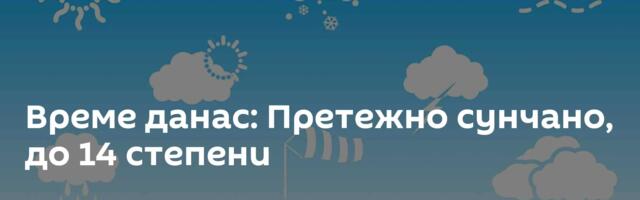 Време данас: Претежно сунчано, до 14 степени