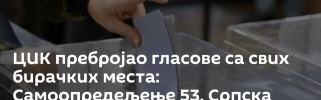 ЦИК пребројао гласове са свих бирачких места: Самоопредељење 53, Српска листа девет мандата