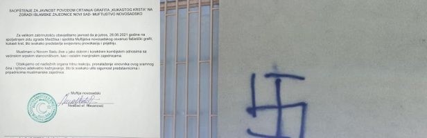 Fašistički grafit na zgradi Muftijstva u Novom Sadu