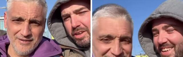 Čeda i Aca zagrljeni pevaju rođendansku pesmu Dragani Mirković, a Kos ga sve vreme nežno gleda